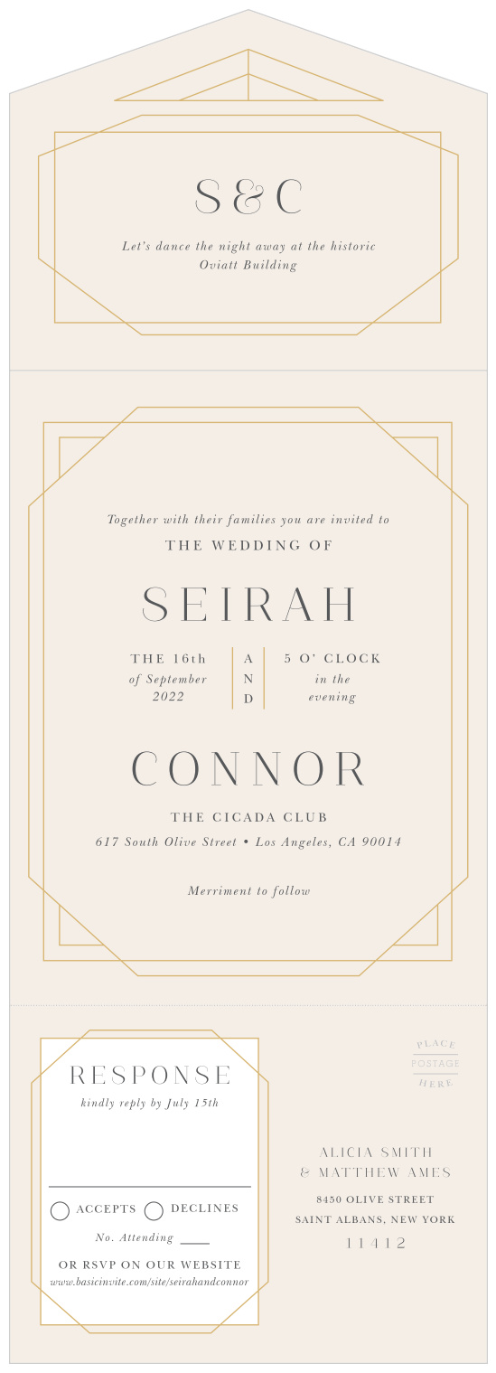 Bring family and friends together to celebrate your marriage with our Deco Dream Seal & Send Wedding Invitations.