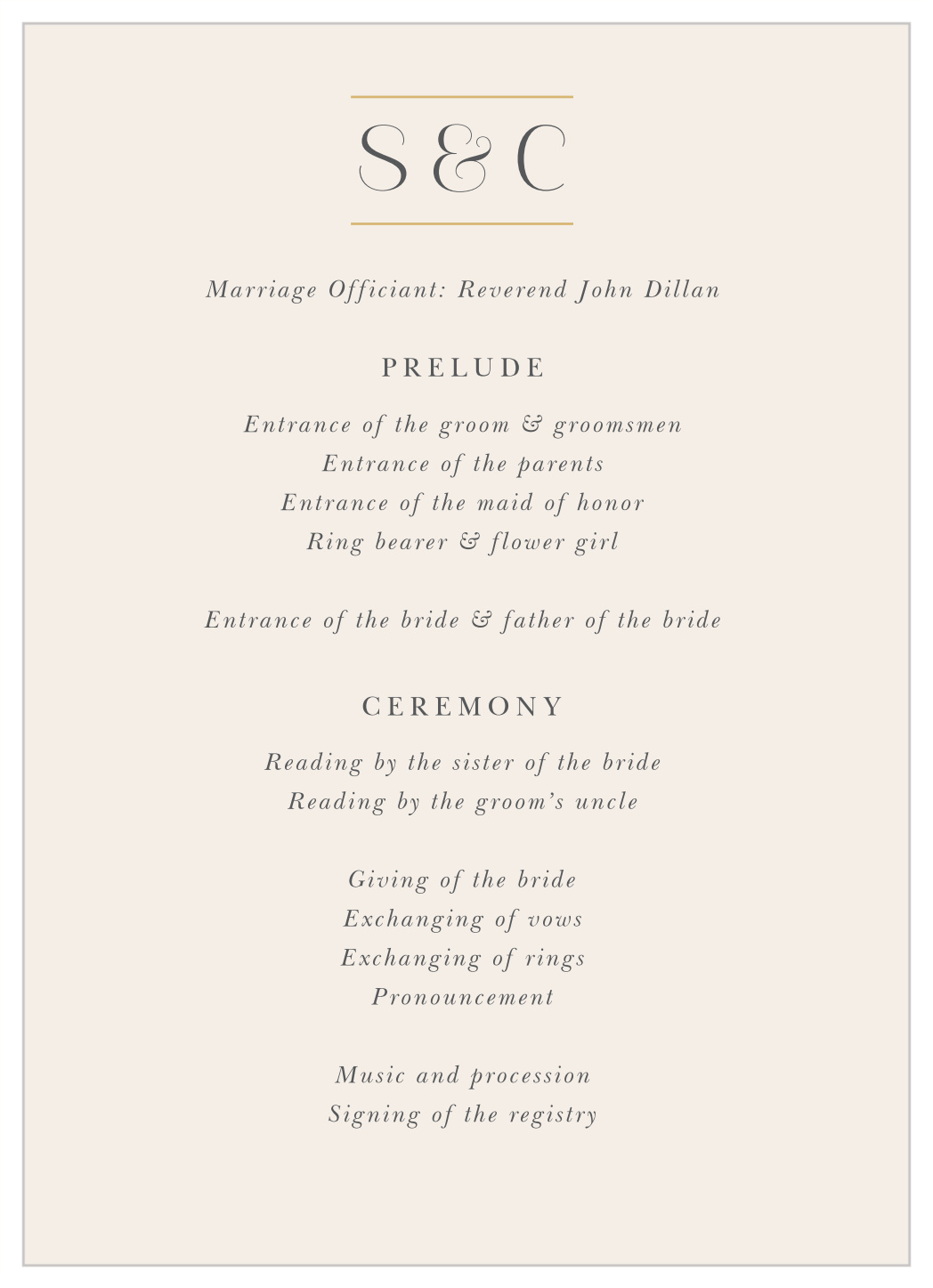 Deco Dream Wedding Programs