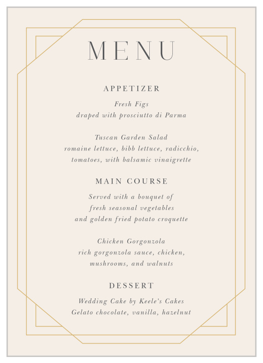 Deco Dream Wedding Menus