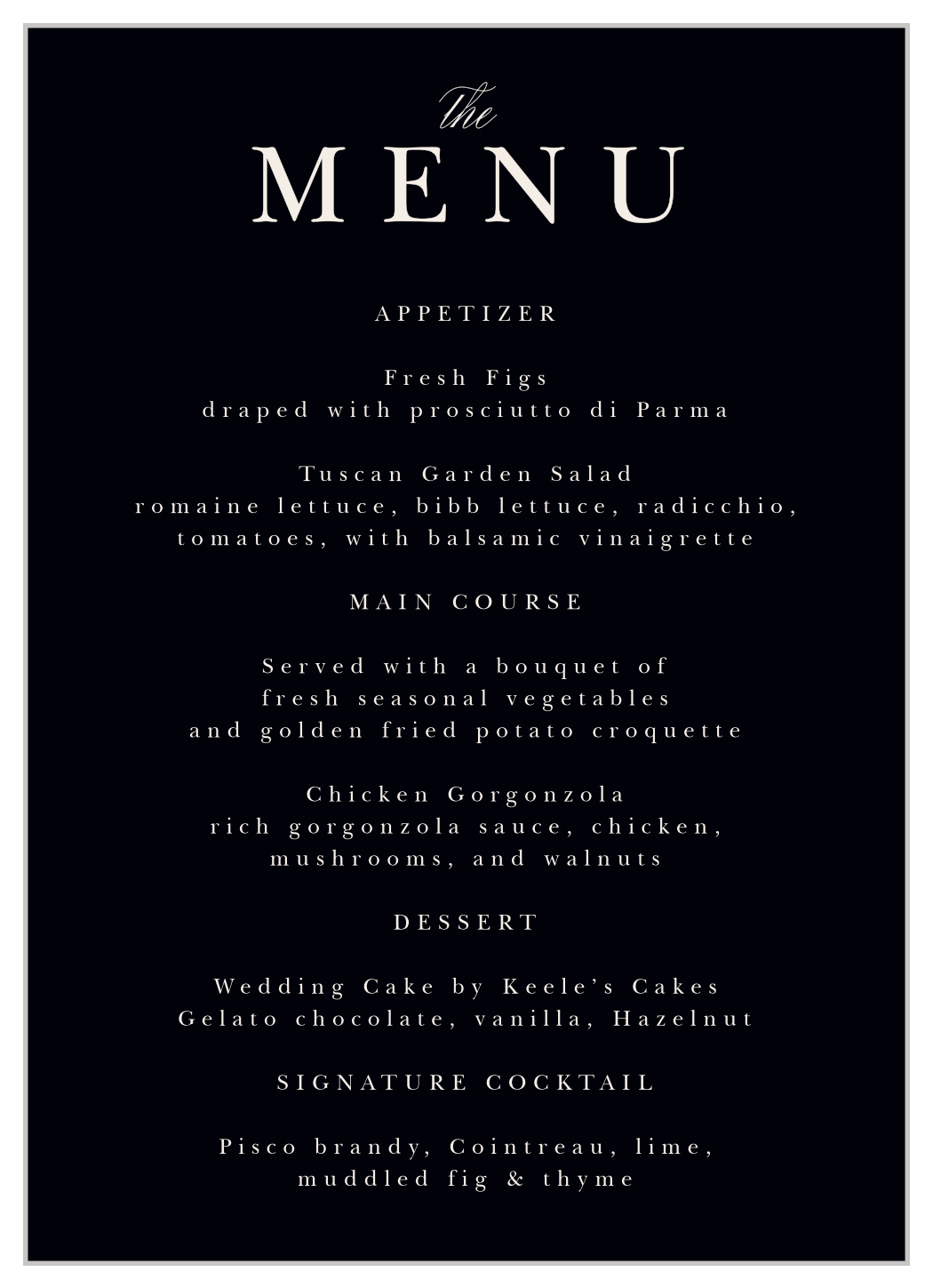 Swirling Flourish Wedding Menus