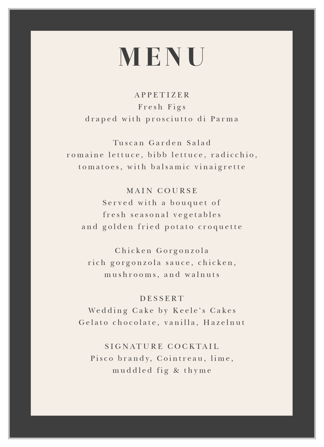 Photo Glaze Wedding Menus