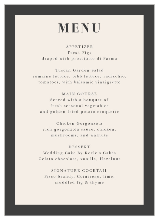 Photo Glaze Wedding Menus