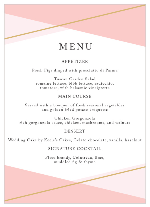 Suave Urbane Wedding Menus