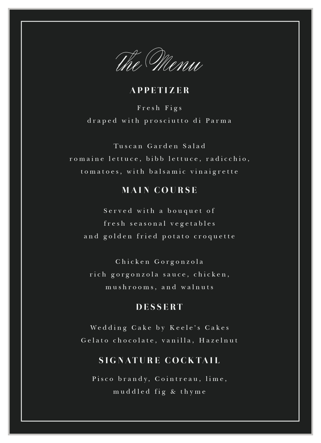 Mod Photo Wedding Menus