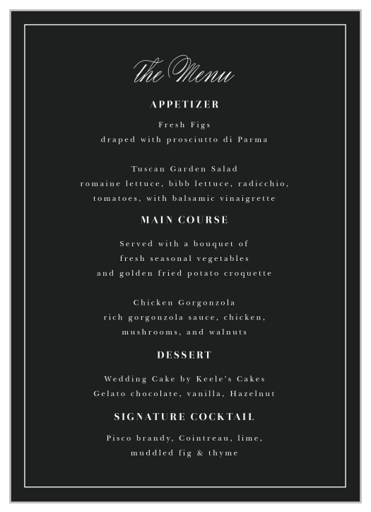 Mod Photo Wedding Menus