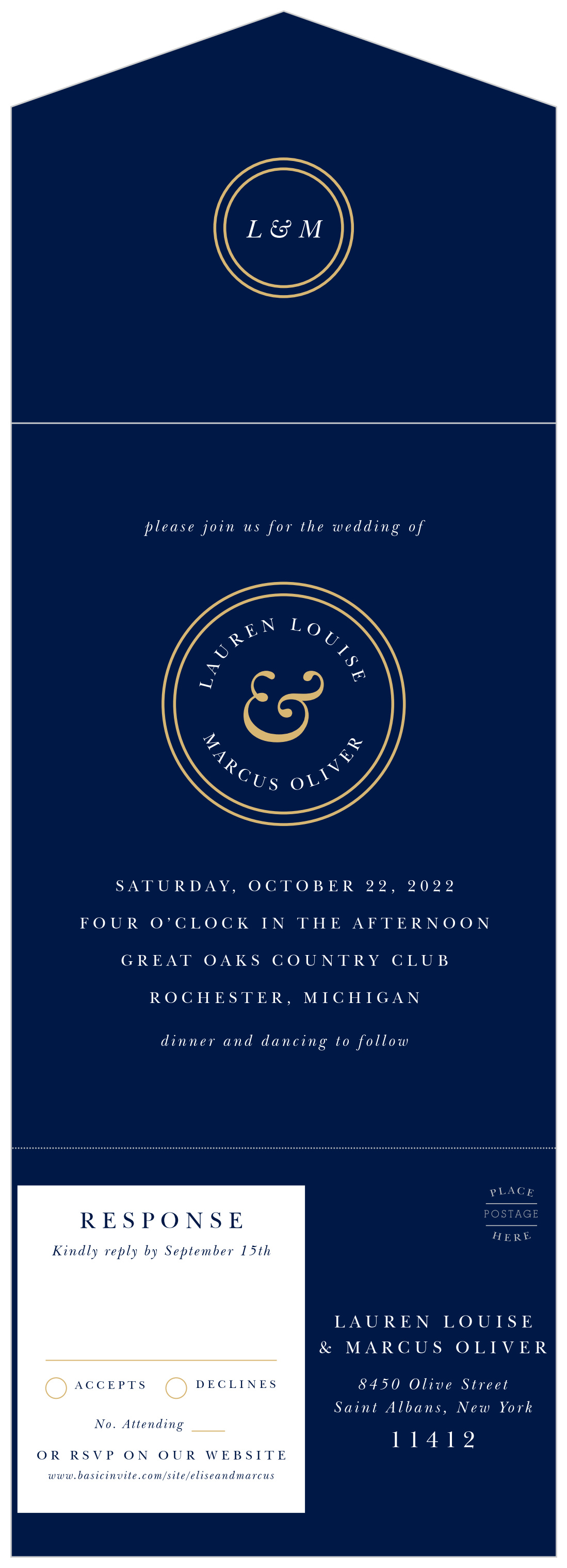 Royal Emblem Seal & Send Wedding Invitations
