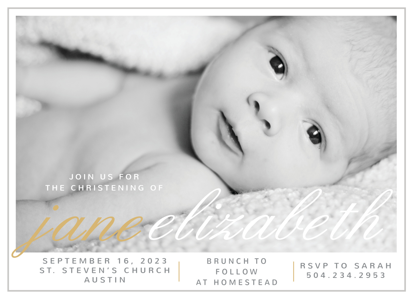 La Moderne Foil Christening Invitations