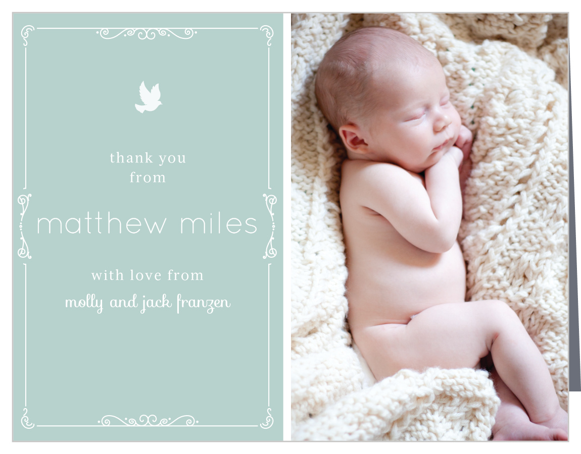 Dovey Scrolls Boy Christening Thank You Cards