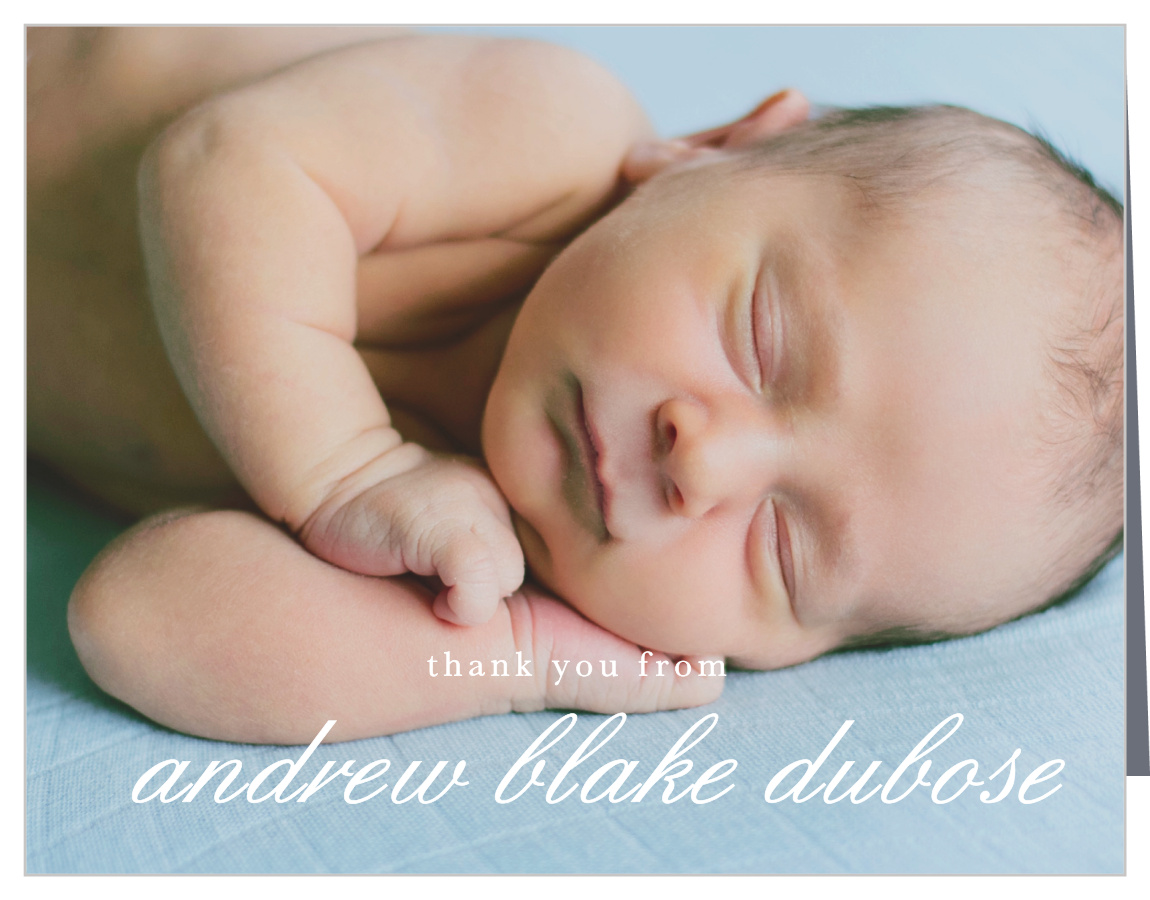 Stacked Text Boy Christening Thank You Cards