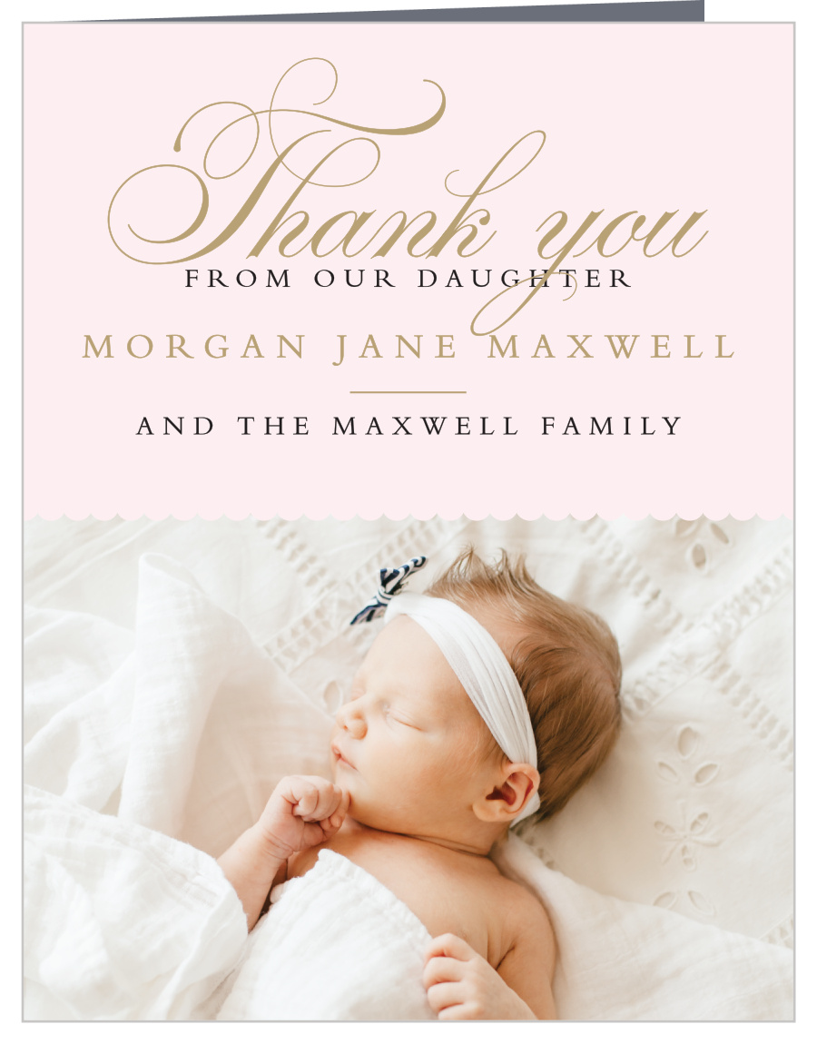 Scallops & Script Girl Christening Thank You Cards