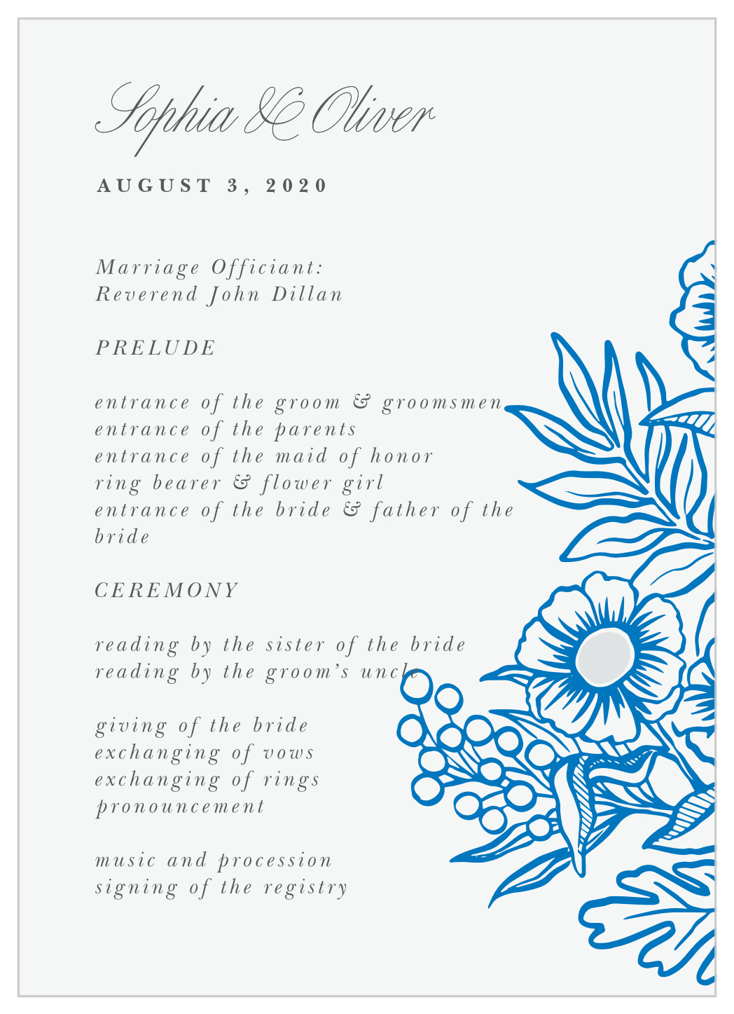 Bold Florals Wedding Programs