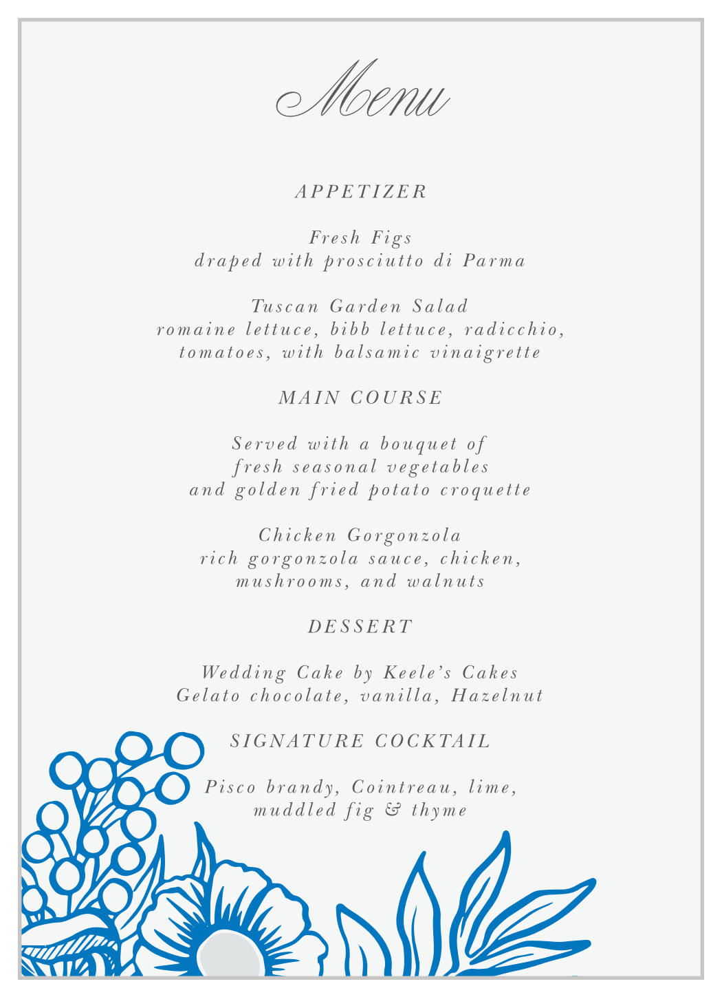 Bold Florals Wedding Menus