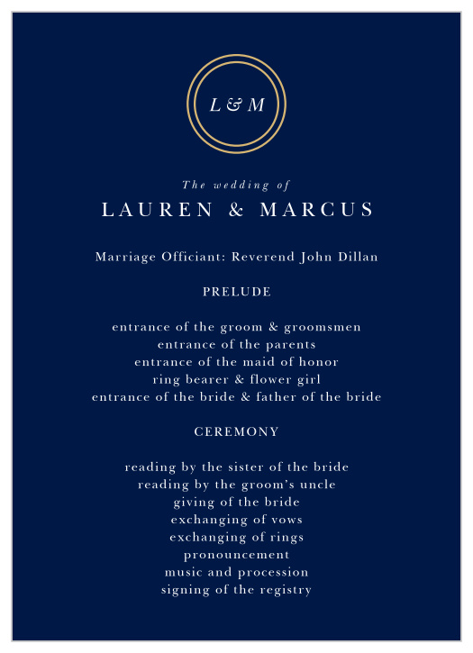 Royal Emblem Wedding Programs