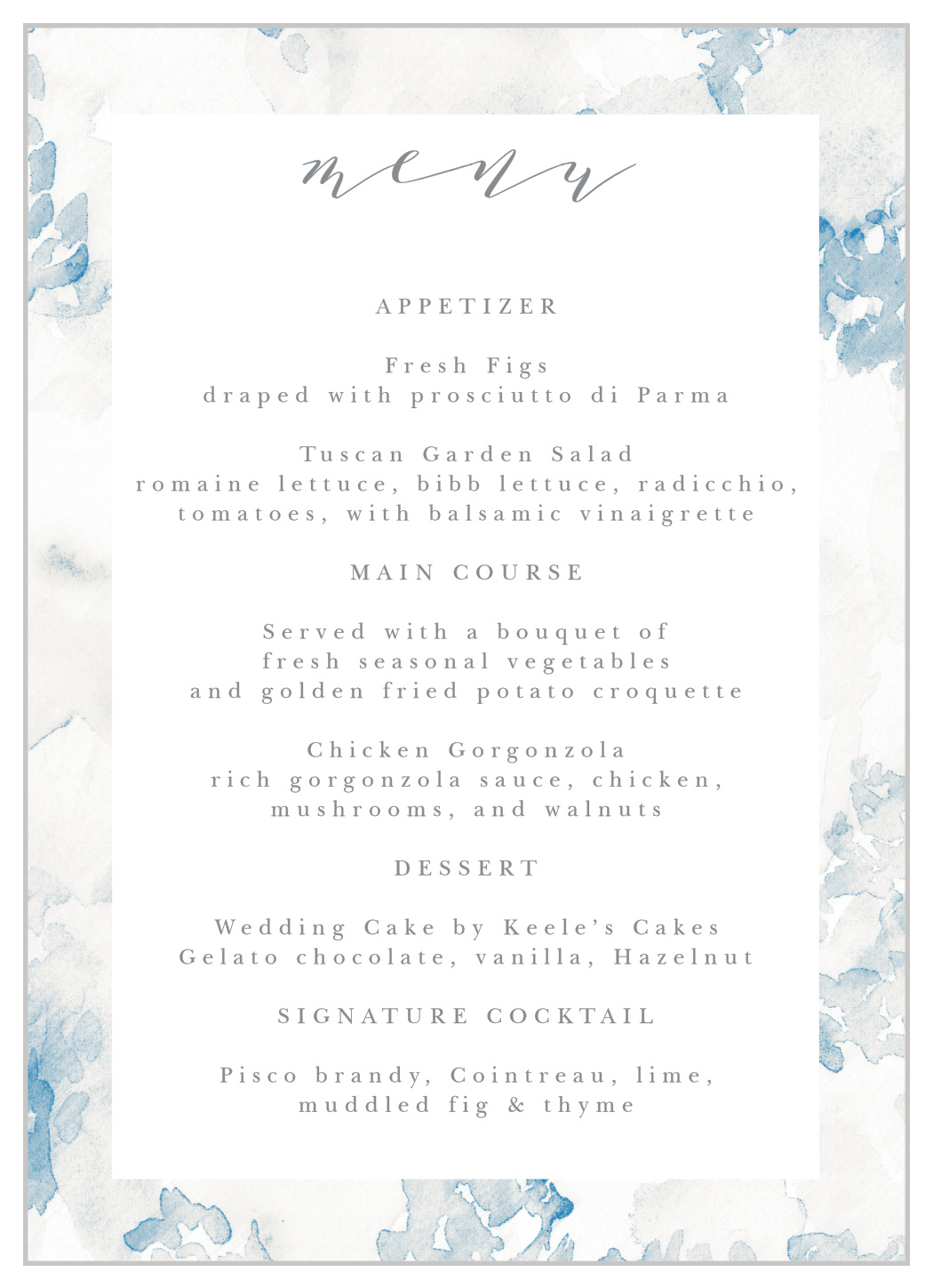Floral Wash Wedding Menus