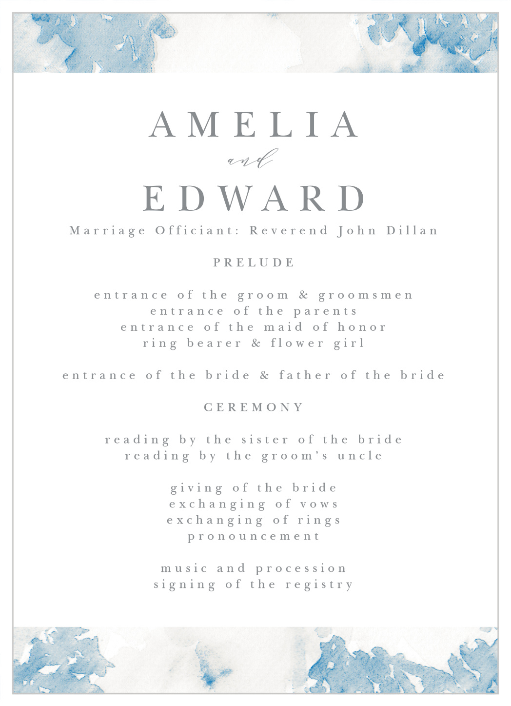 Floral Wash Wedding Programs
