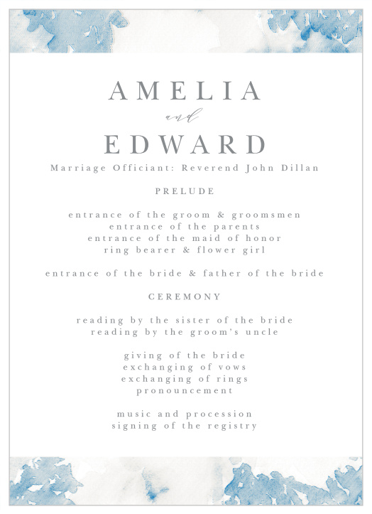 Floral Wash Wedding Programs