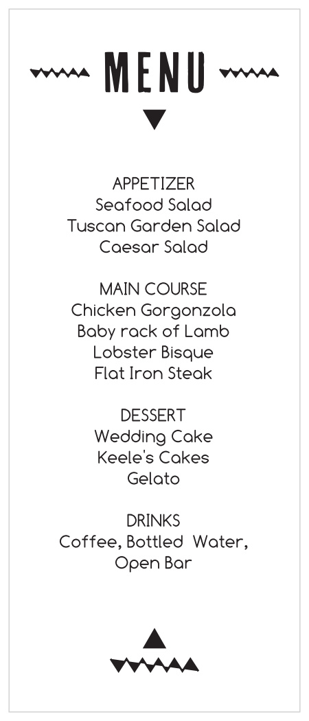 Triangle Monogram Wedding Menus