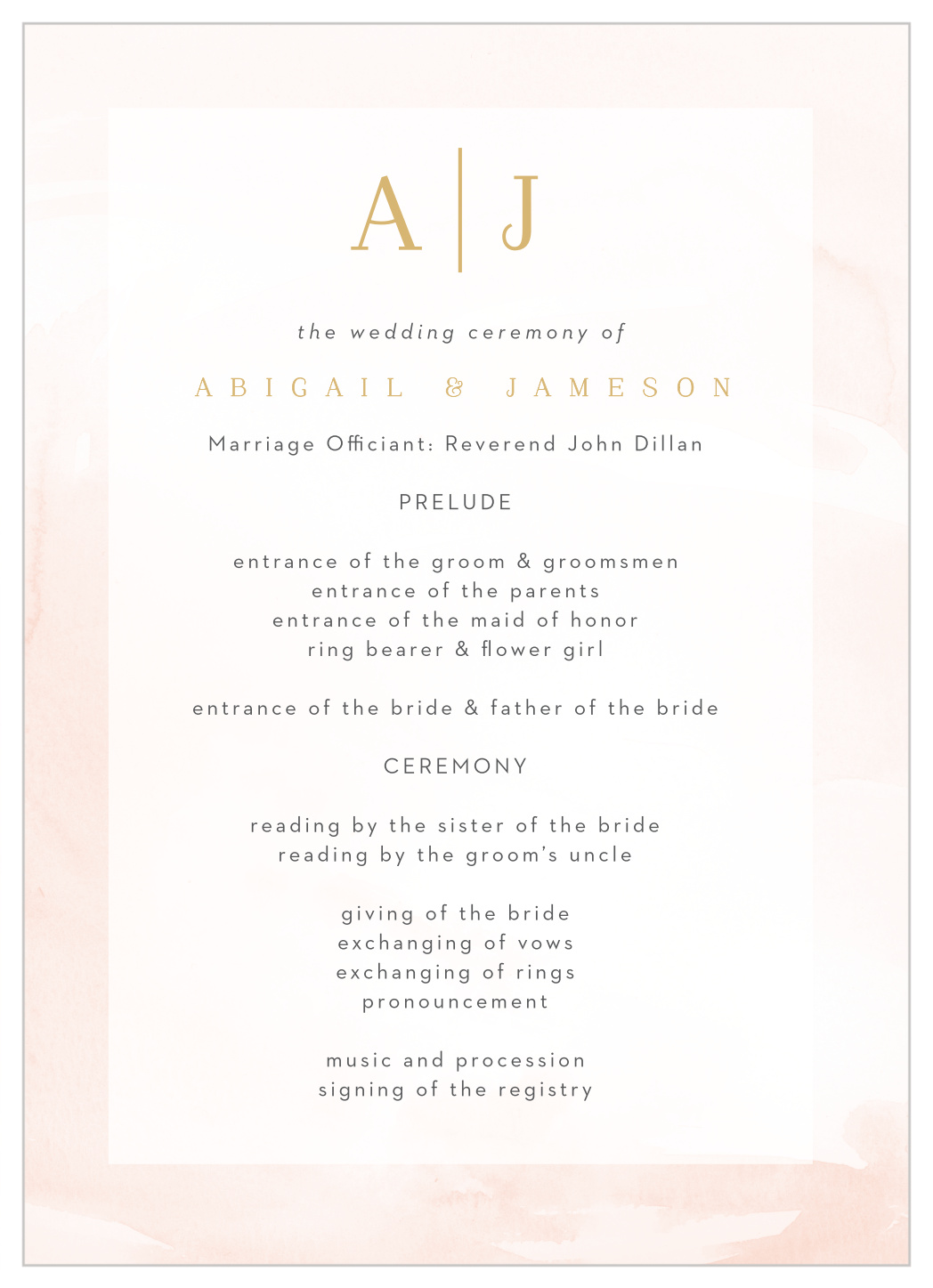 Modern Wash Wedding Programs