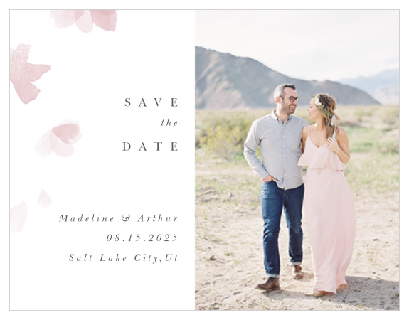 Make sure your guests mark their calendars by sending out our Falling Petals Save the Date Cards!