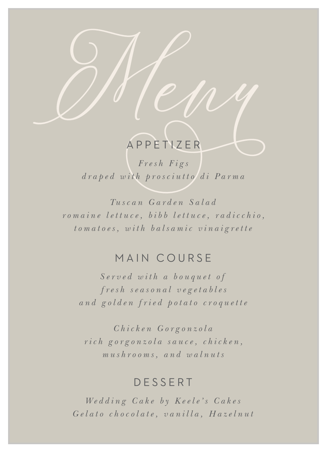Come Together Wedding Menus