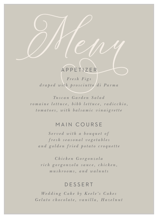 Come Together Wedding Menus