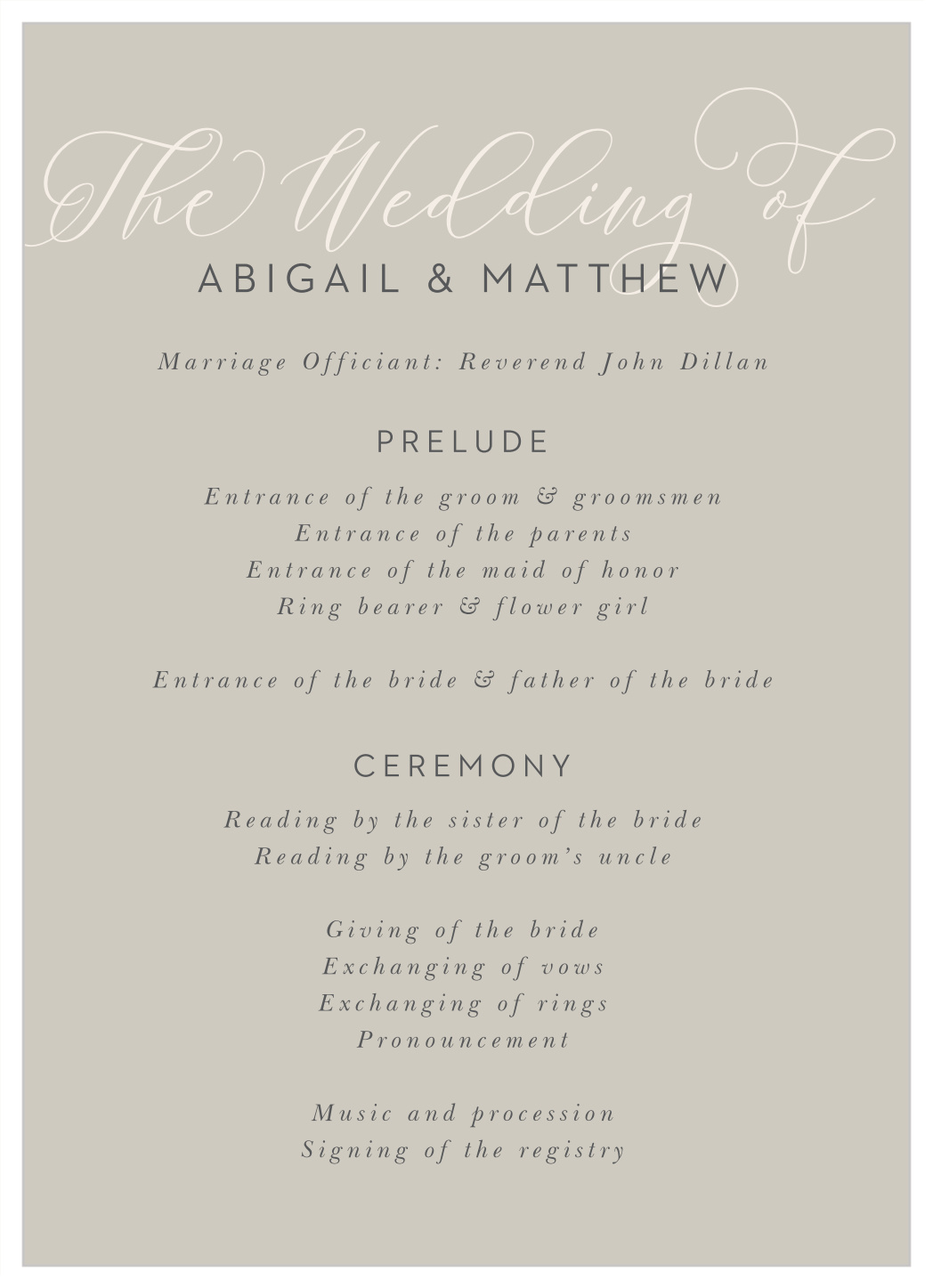 Come Together Wedding Programs
