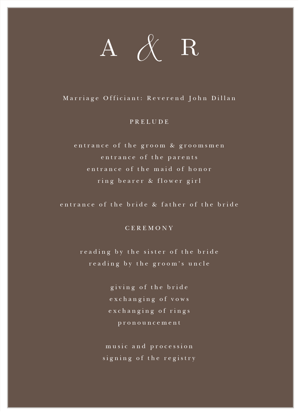 Refined Woodgrain Wedding Programs