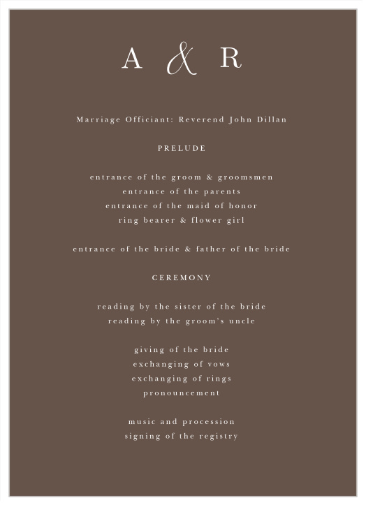 Refined Woodgrain Wedding Programs