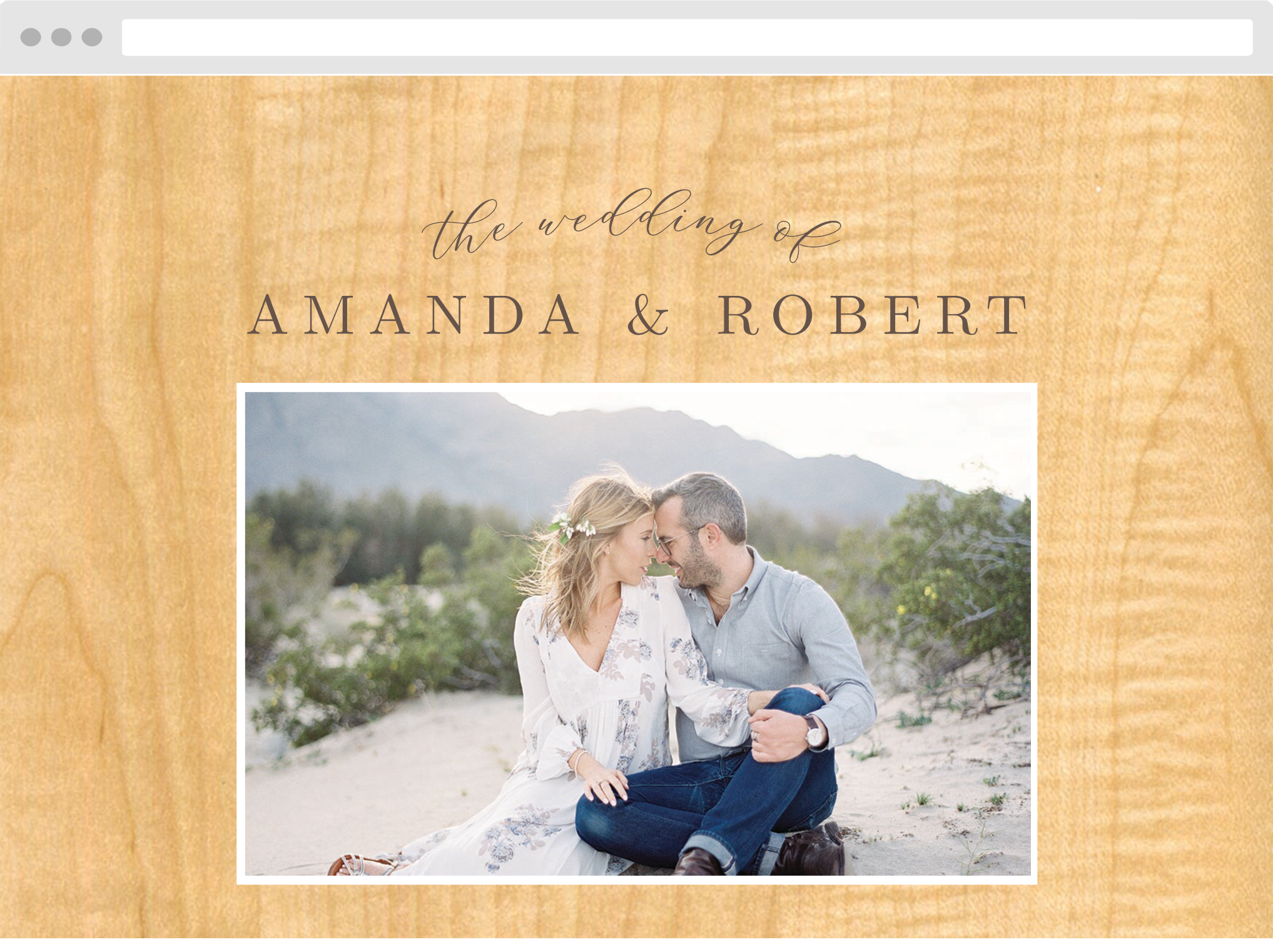 Refined Woodgrain Wedding Website