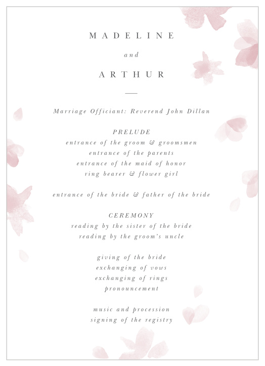 Falling Petals Wedding Programs
