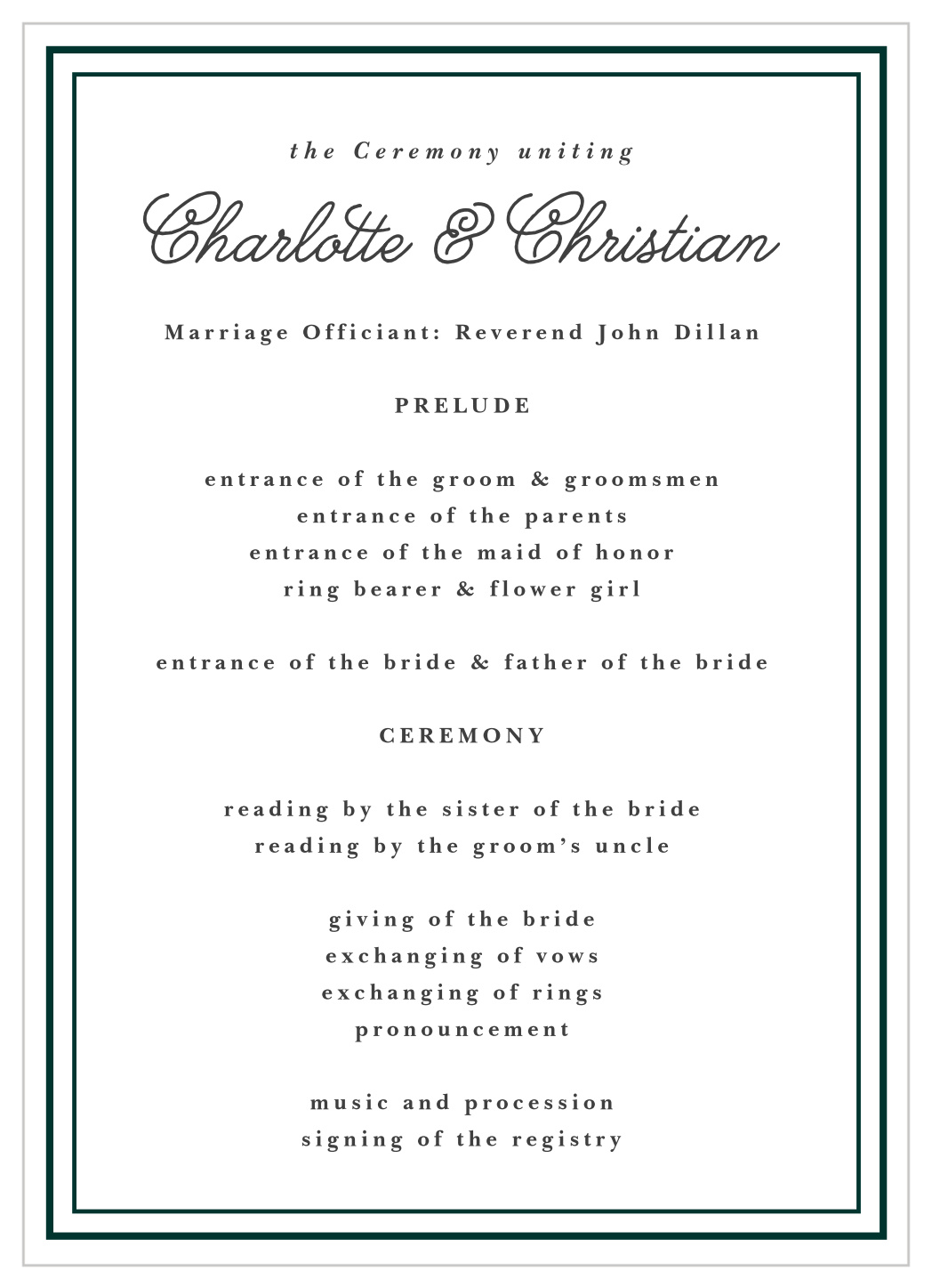 Framed Sophistication Wedding Programs