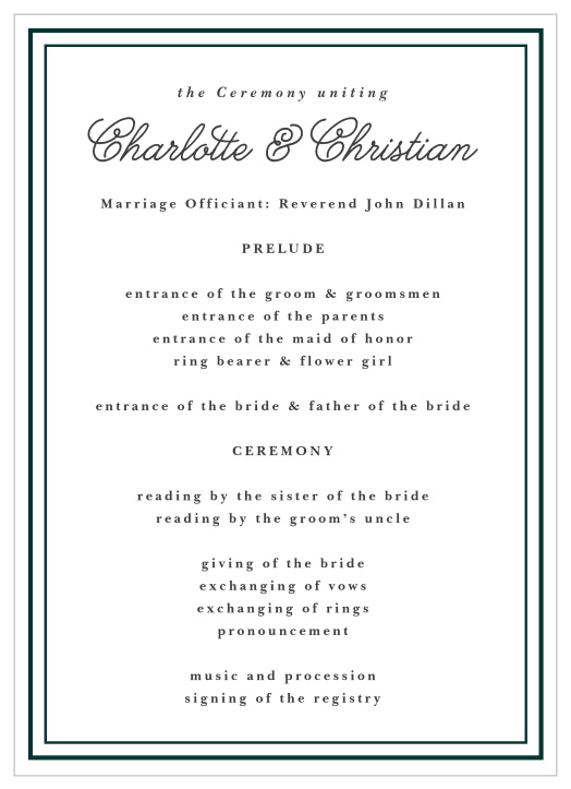 Framed Sophistication Wedding Programs