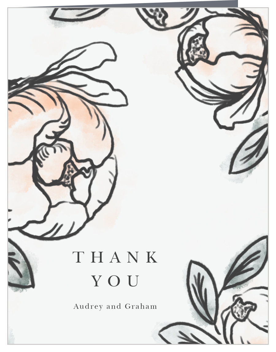 Peony Sketch Wedding Thank You Cards