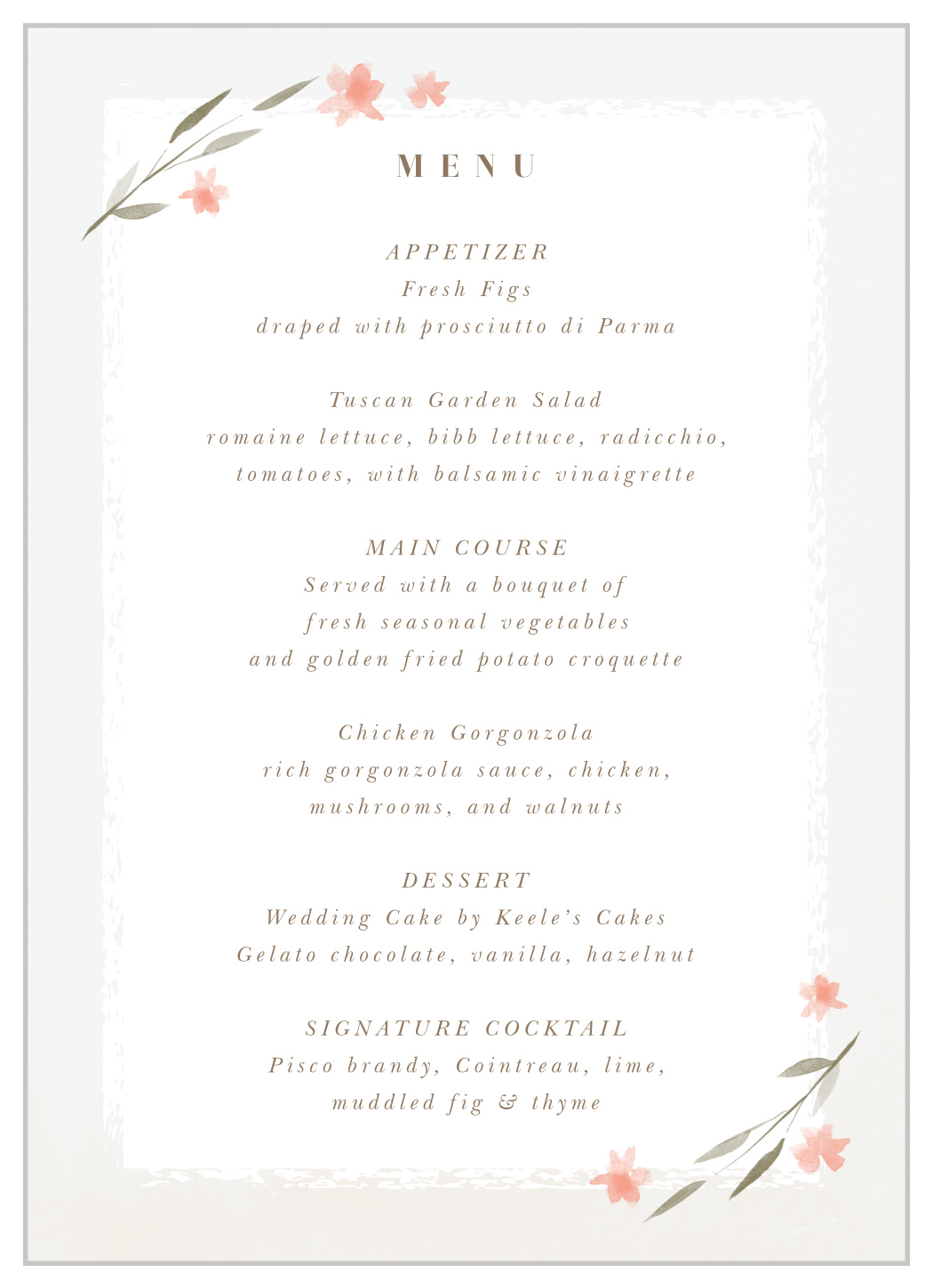 Watercolor Ampersand Wedding Menus