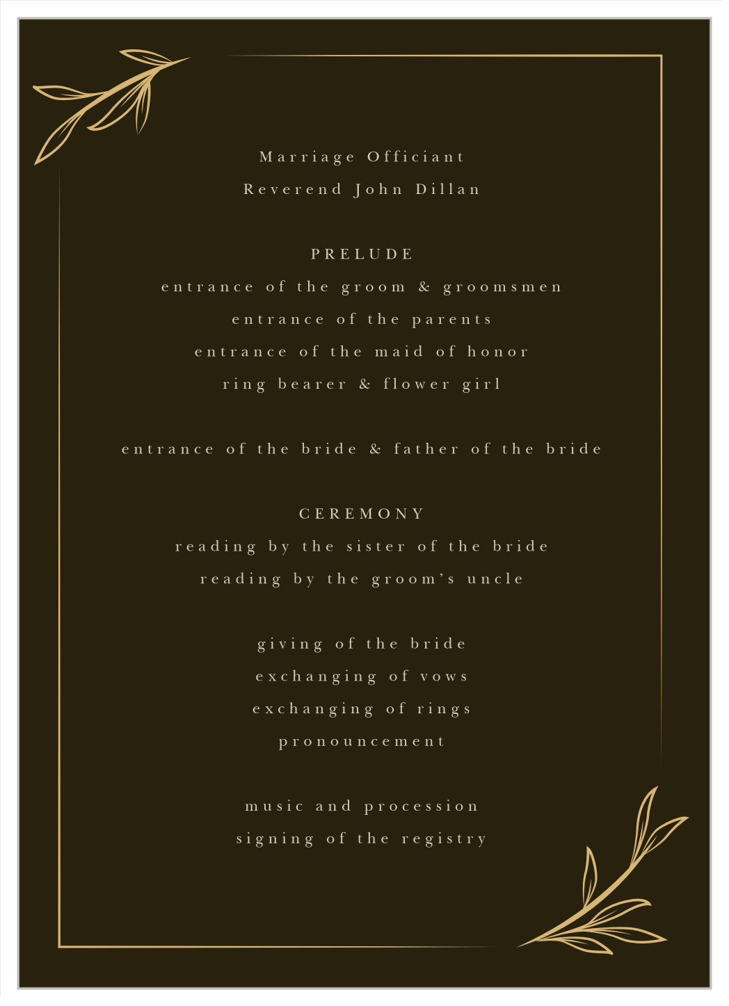 Vine Wreath Wedding Programs