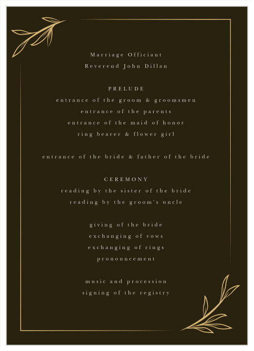 Vine Wreath Wedding Programs