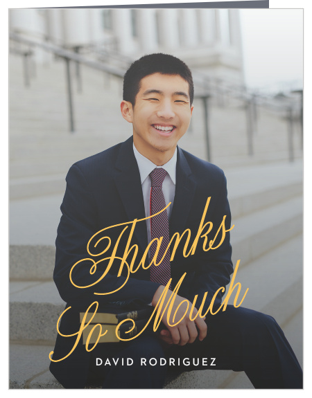 Share gratitude for the support from your friends and family with the great look of our Grab Your Devices Graduation Thank You Cards.