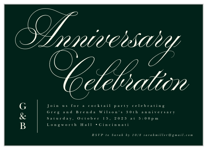 Celebrate your time together with our timeless Classic Cocktails Anniversary Invitations.
