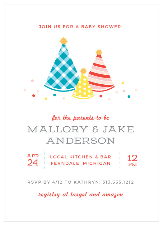 Get ready to celebrate by first sending out our Party of Three Baby Shower Invitations! 