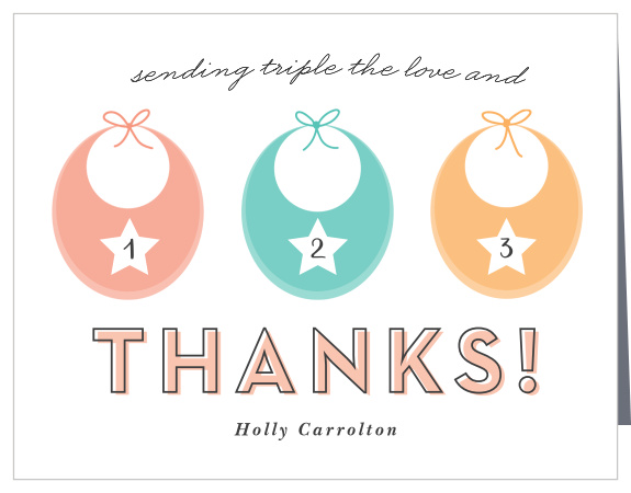 Triple Bibs Baby Shower Thank You Cards