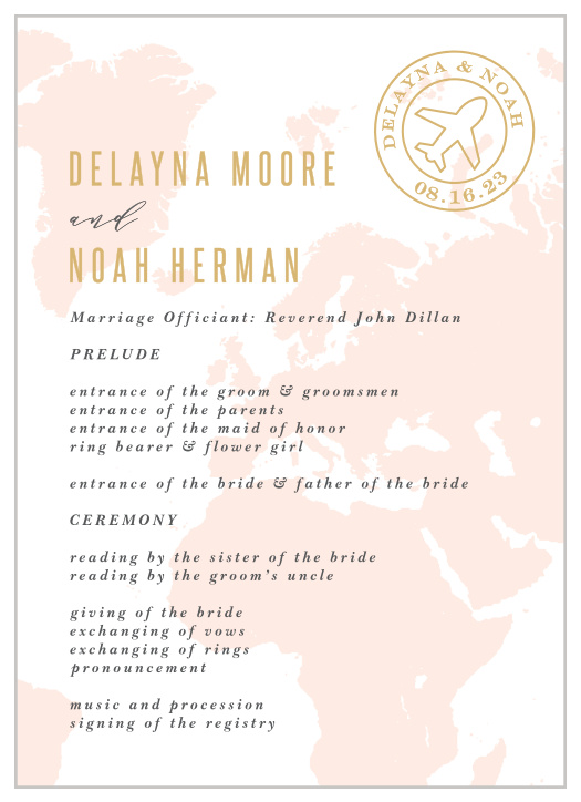 Our Adventure Begins Map Wedding Program is a perfect match to the rest of the Adventure Begins Map wedding suite.