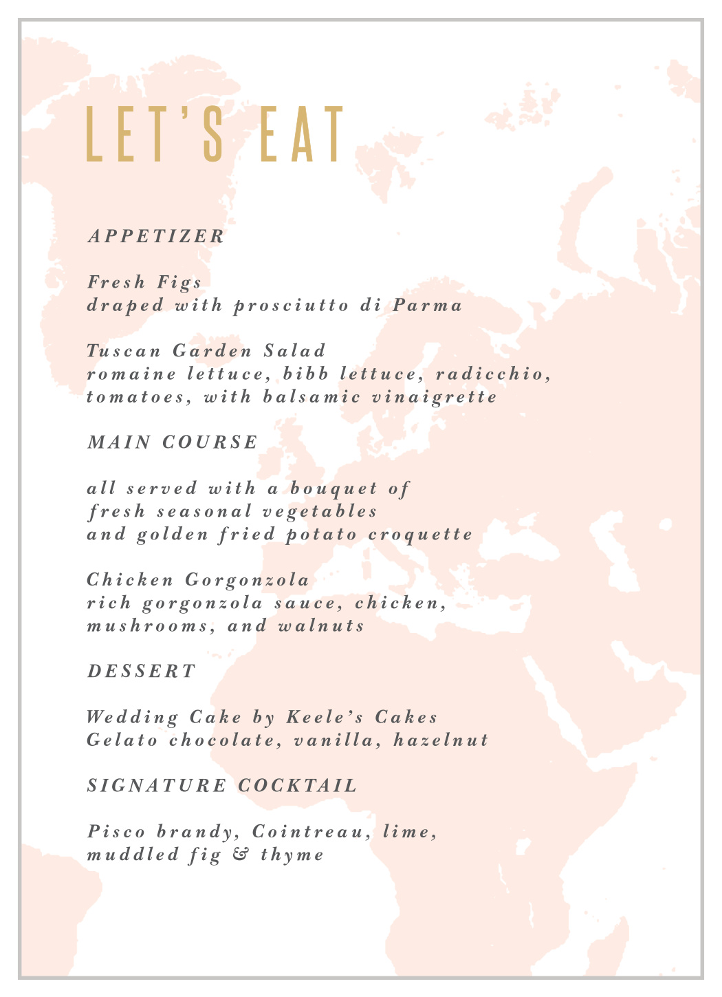 Adventure Begins Map Wedding Menus