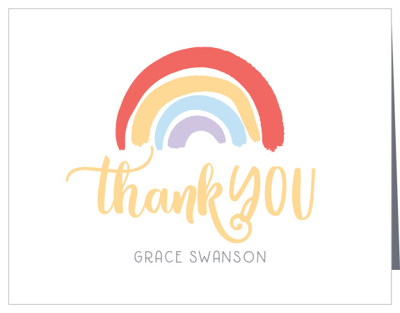 Thank everyone who supported you and your little miracle with our Rainbow Type Baby Shower Thank You Cards.
