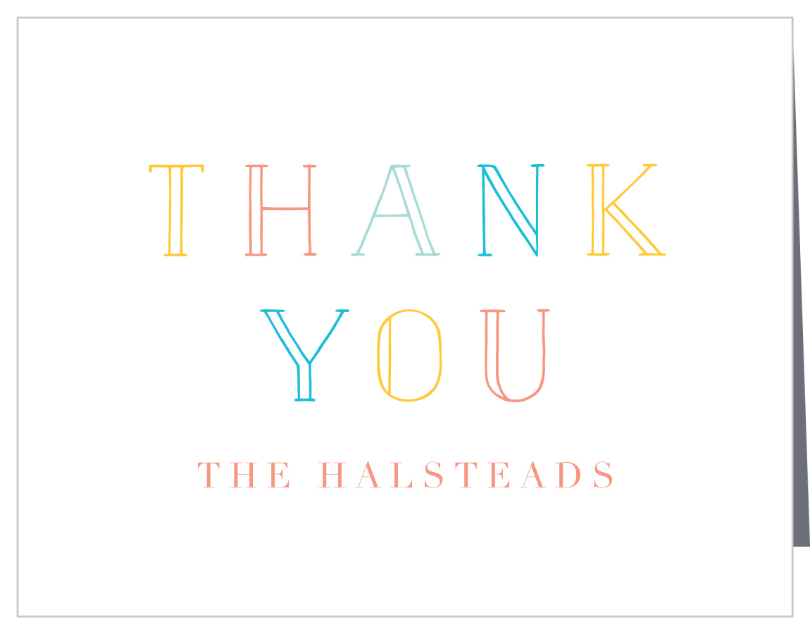 Rainbow Letters Baby Shower Thank You Cards