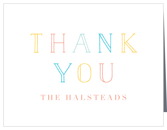 Rainbow Letters Baby Shower Thank You Cards