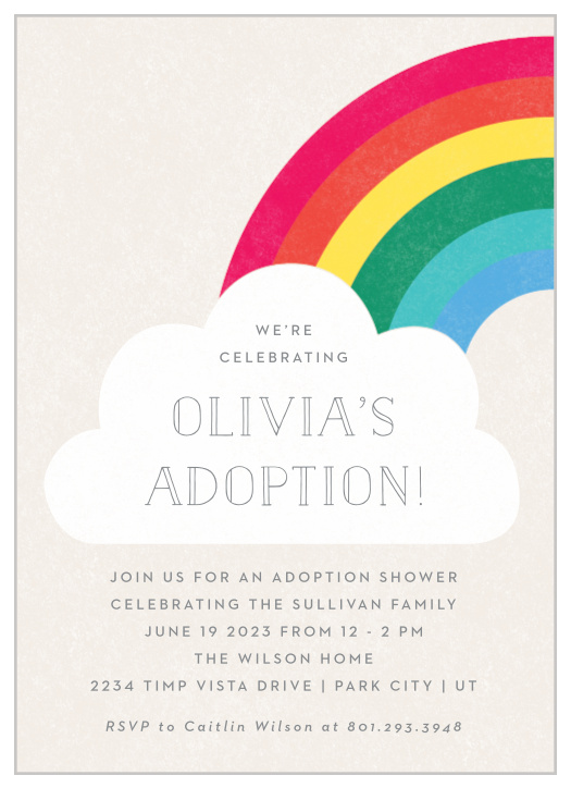 Get ready to celebrate your little miracle on the way with our Rainbow Adoption Baby Shower Invitations.