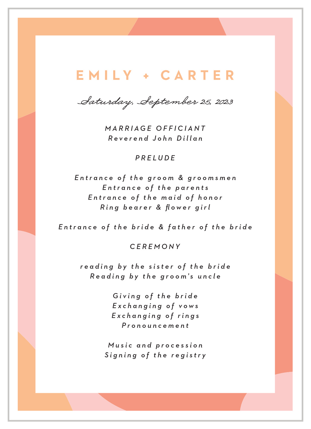 Transparent Text Wedding Programs