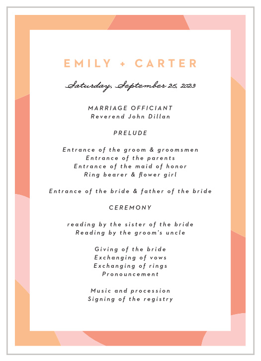 Transparent Text Wedding Programs