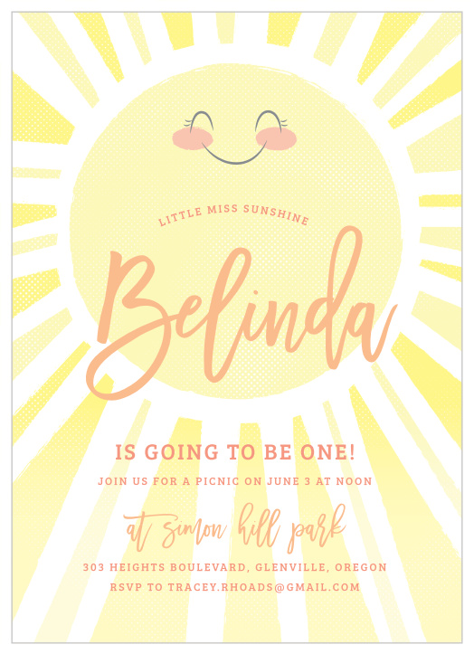 Our Jubilant Sunshine First Birthday Invitations are the perfect way to surround your little one with friends and family for their first party!