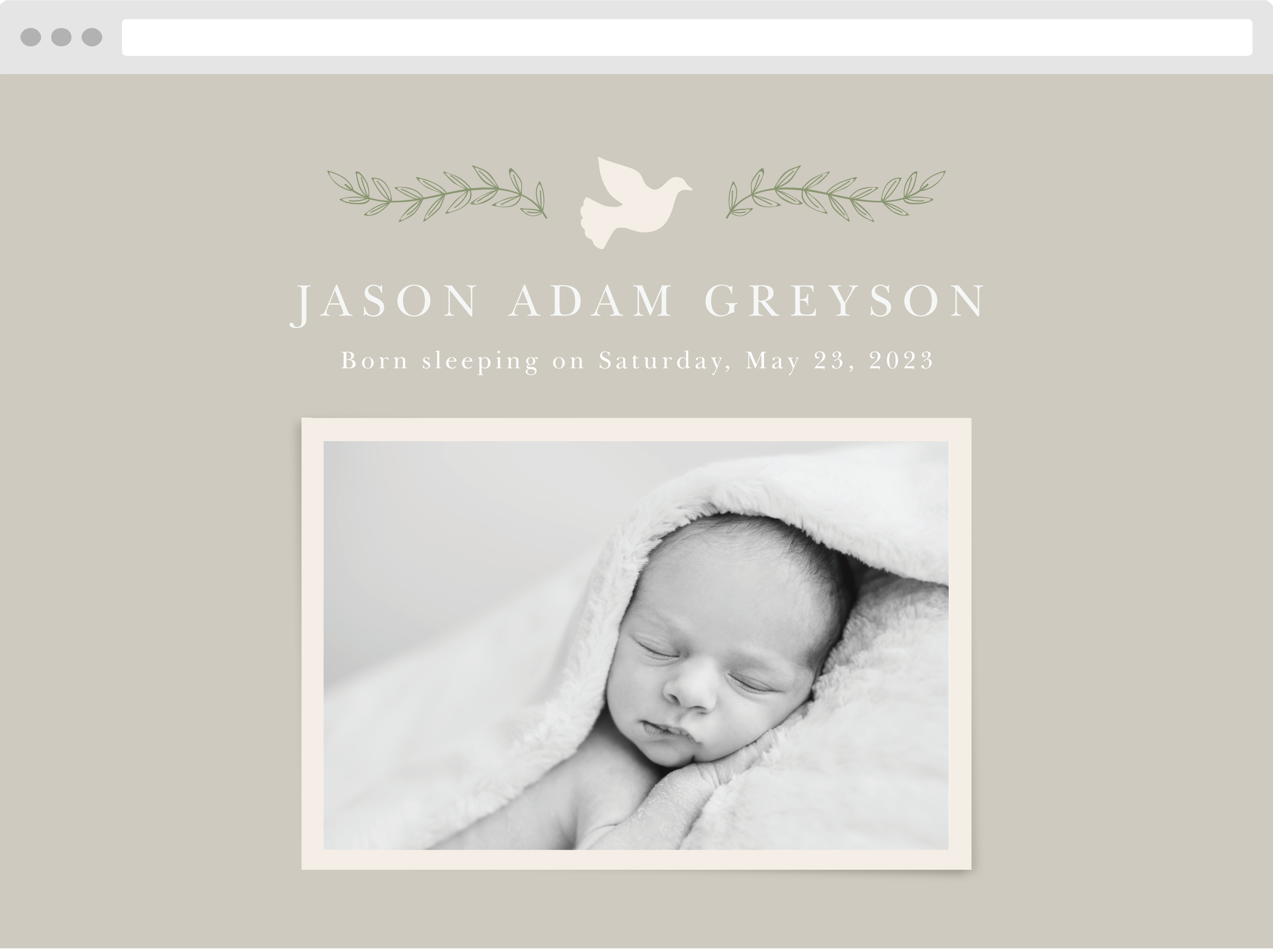 Dove of Peace Memorial Website